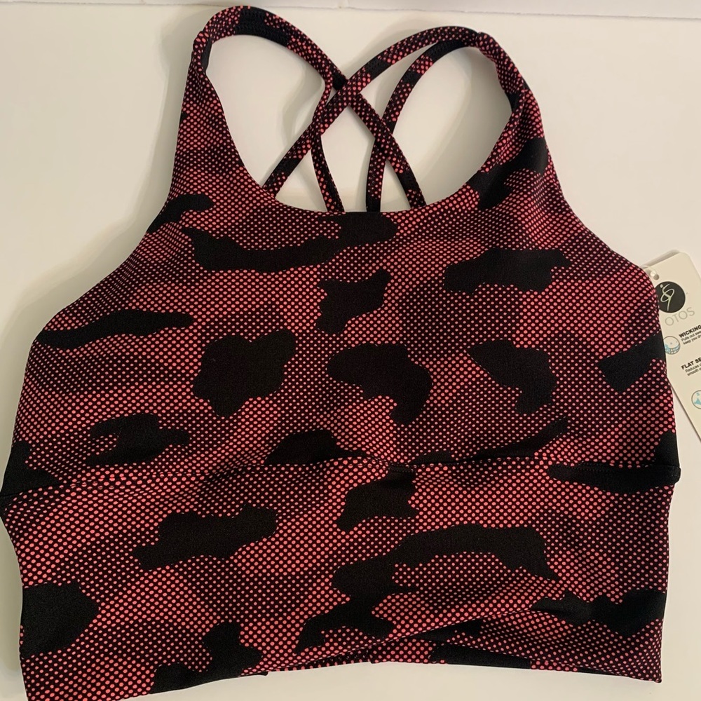 Criss Cross Hot Pink Camouflage Pattern Sports Bra